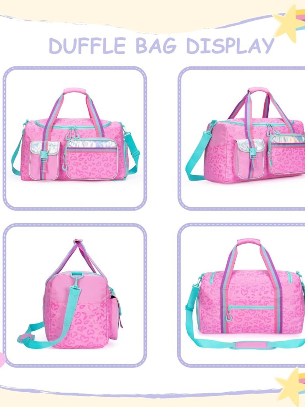 Kids Duffle Bag Girls Women Travel Bag Gifts Overnight Bags for Girls Women Tote - Picture 3 of 6